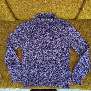 💜 Lands’ End Purple Marbled Knit Turtleneck Sweater – S (6–8)